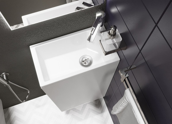 Тумба с раковиной 1MarKa Laura 40П R У85924 подвесная Белый глянец