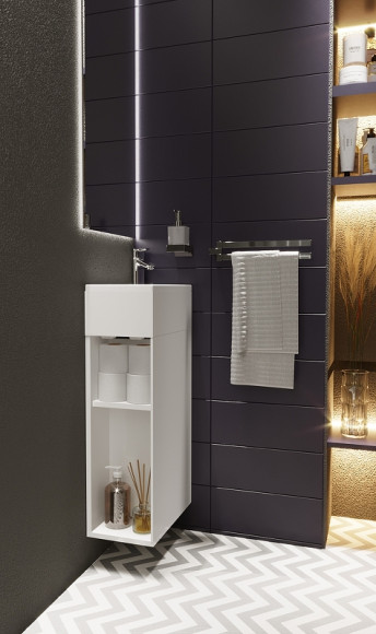 Тумба с раковиной 1MarKa Laura 40П R У85924 подвесная Белый глянец