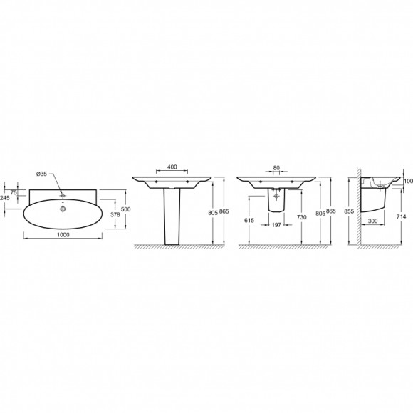 Раковина Jacob Delafon Presquile 100 E4436-00 Белый Раковина Jacob Delafon Presquile 100 E4436-00 Белый