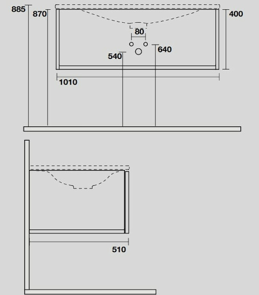 Тумба под раковину Kerasan Shape 101 9325K1 подвесная Дуб Белая