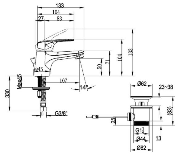 Смеситель для раковины Villeroy&Boch O.Novo Start TVW10514111061 Хром Смеситель для раковины Villeroy&Boch O.Novo Start TVW10514111061 Хром