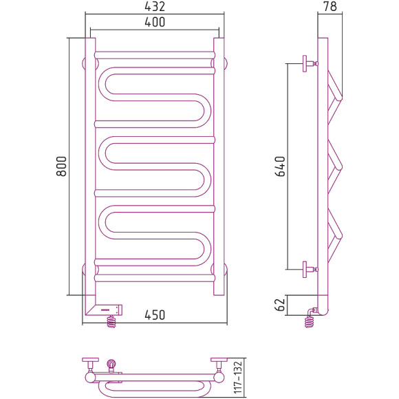 Электрический полотенцесушитель Сунержа Элегия 2.0 800x400 L 00-5218-8040 Хром Электрический полотенцесушитель Сунержа Элегия 2.0 800x400 L 00-5218-8040 Хром