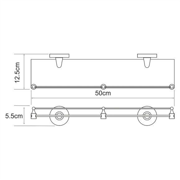 Стеклянная полка WasserKRAFT Rhein K-6244 Хром