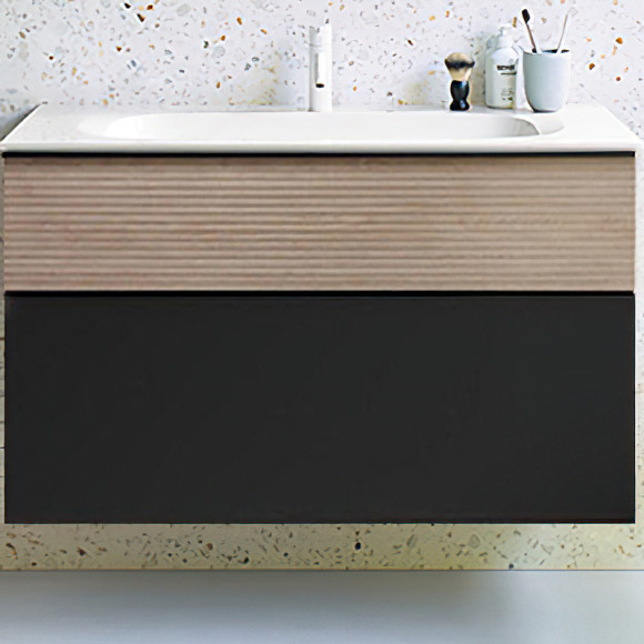 Тумба с раковиной Burgbad Fiumo 100 SFXN102F3958FOT45G0200C0001*1 Eiche Dekor Cashmere Graphit Softmatt