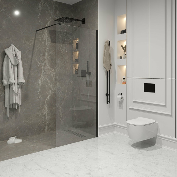 Душевая перегородка Niagara Nova 80 NG-683-80BLACK профиль Черный стекло прозрачное Душевая перегородка Niagara Nova 80 NG-683-80BLACK профиль Черный стекло прозрачное