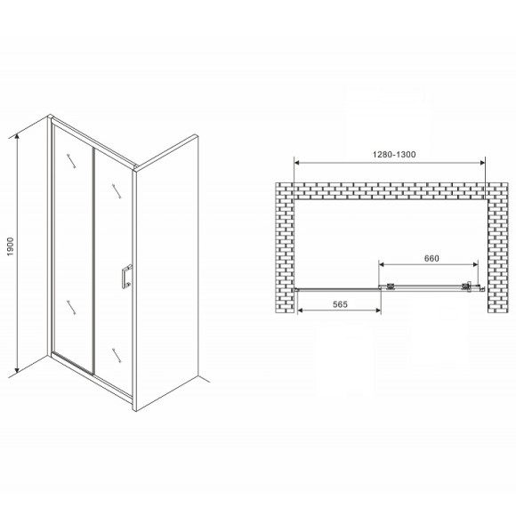 Душевая дверь Abber Schwarzer Diamant 130 AG301305 профиль Хром стекло прозрачное Душевая дверь Abber Schwarzer Diamant 130 AG301305 профиль Хром стекло прозрачное
