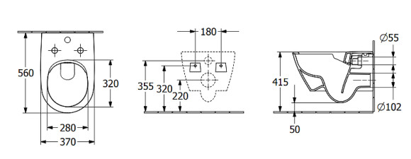 Унитаз Villeroy&Boch Subway 2.0 5614A1R1 подвесной без сиденья Унитаз Villeroy&Boch Subway 2.0 5614A1R1 подвесной без сиденья