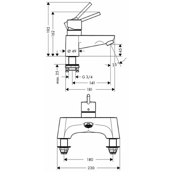 Смеситель на борт ванны Hansgrohe Talis 31427000 Хром