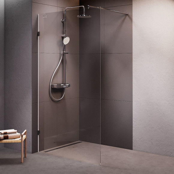 Душевая перегородка AM.PM X-Joy 110 W94WI-110-F1-MTE профиль Хром матовый стекло прозрачное Душевая перегородка AM.PM X-Joy 110 W94WI-110-F1-MTE профиль Хром матовый стекло прозрачное