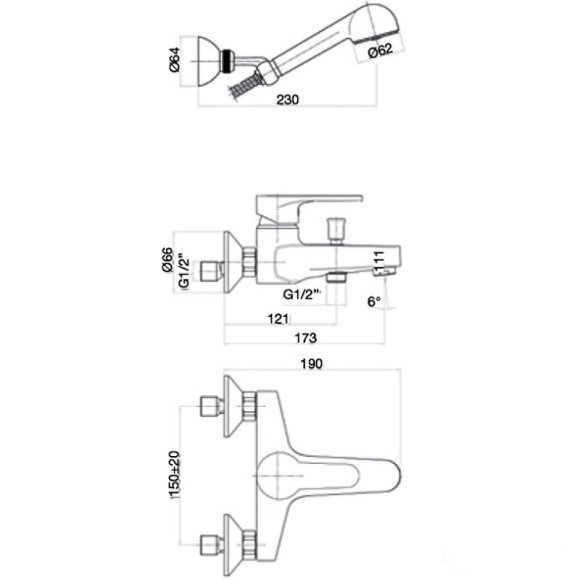 Смеситель для ванны Webert Sax Evolution SE850101560 Черный матовый Смеситель для ванны Webert Sax Evolution SE850101560 Черный матовый