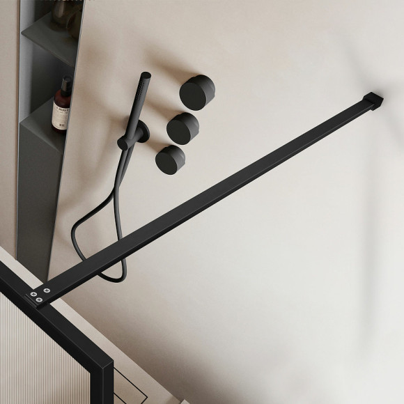 Душевая перегородка Vincea Walk-In 80 VSW-1HP800FLB профиль Черный матовый стекло рифленое