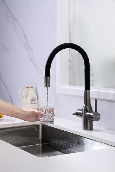 Смеситель для кухни Paulmark Salix Sa213419-GM Вороненая сталь