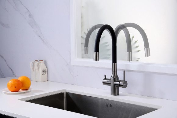 Смеситель для кухни Paulmark Salix Sa213419-GM Вороненая сталь