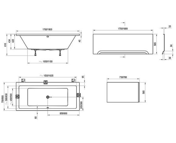Акриловая ванна Ravak Formy 01 180x80 C881000000 без гидромассажа