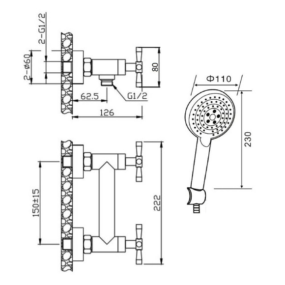 Смеситель для душа Orange Mia M34-320ni Никель