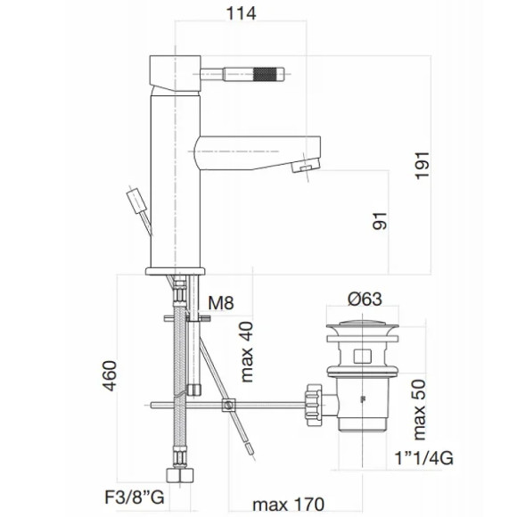 Смеситель для раковины Webert Rimini RI830102010 Золото