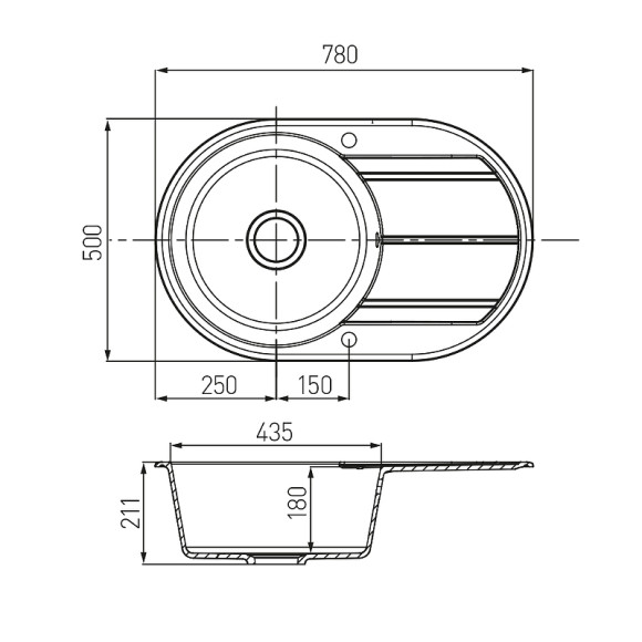 Кухонная мойка Aquaton Амира 78 1A712932AI210 Графит