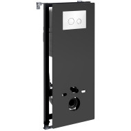 Инсталляция WasserKRAFT Abens 20TLT.010.ME.BL.WH01 для унитаза Черное стекло с Белой клавишей смыва