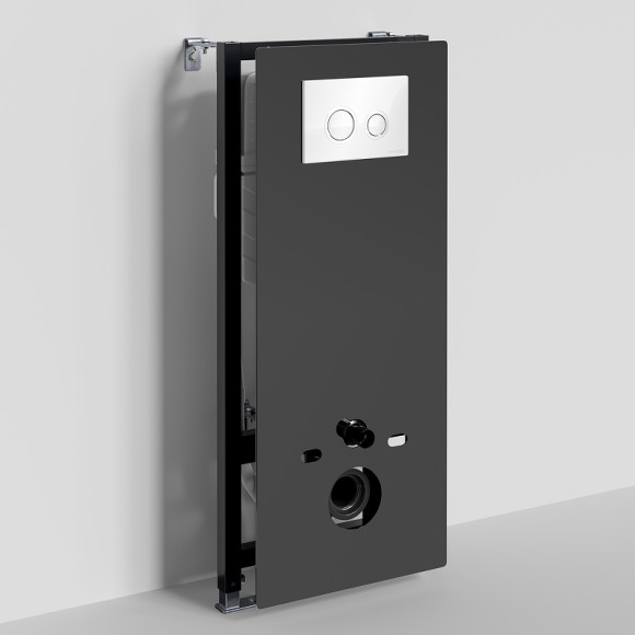 Инсталляция WasserKRAFT Abens 20TLT.010.ME.BL.WH01 для унитаза Черное стекло с Белой клавишей смыва