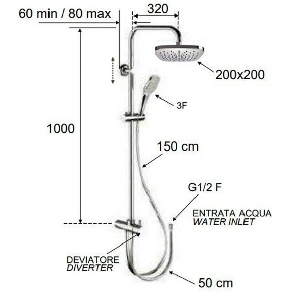 Душевая система Remer 330X8CPAD20NRA Хром Душевая система Remer 330X8CPAD20NRA Хром
