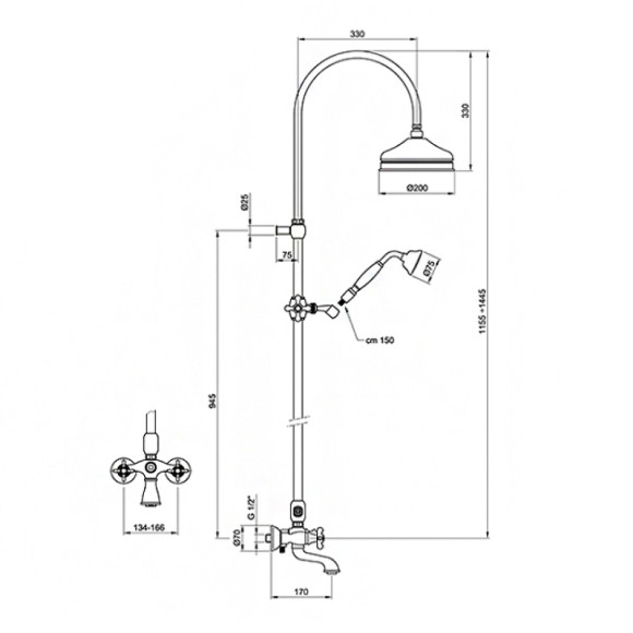 Душевая система Webert Ottocento OT721208065 Бронза Душевая система Webert Ottocento OT721208065 Бронза