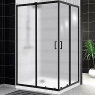 Душевой уголок BelBagno Uno 120х90 UNO-195-AH-2-120/90-P-NERO профиль Черный матовый стекло рифленое