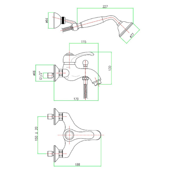 Смеситель для ванны Webert Aurora AU850101015 Хром