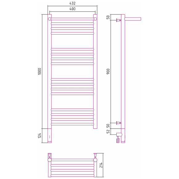 Электрический полотенцесушитель Сунержа Богема 3.0 1000x400 L 00-5806-1040 с полкой Хром