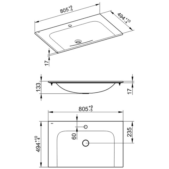 Раковина Keuco Plan 80 32960 318001 Белая Раковина Keuco Plan 80 32960 318001 Белая