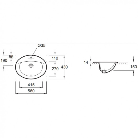 Раковина Jacob Delafon Patio 56 E4155-00 Белая Раковина Jacob Delafon Patio 56 E4155-00 Белая