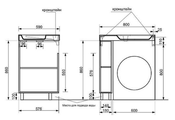 Тумба с раковиной Эстет Riga Luxe R 80 ФР-00009657 Белая