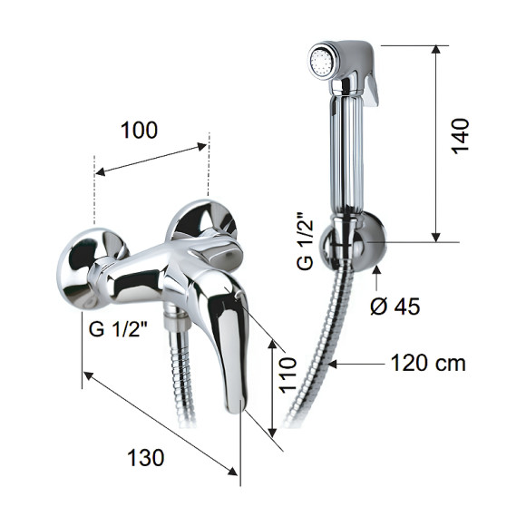 Гигиенический душ со смесителем Remer C332REZ Хром Гигиенический душ со смесителем Remer C332REZ Хром