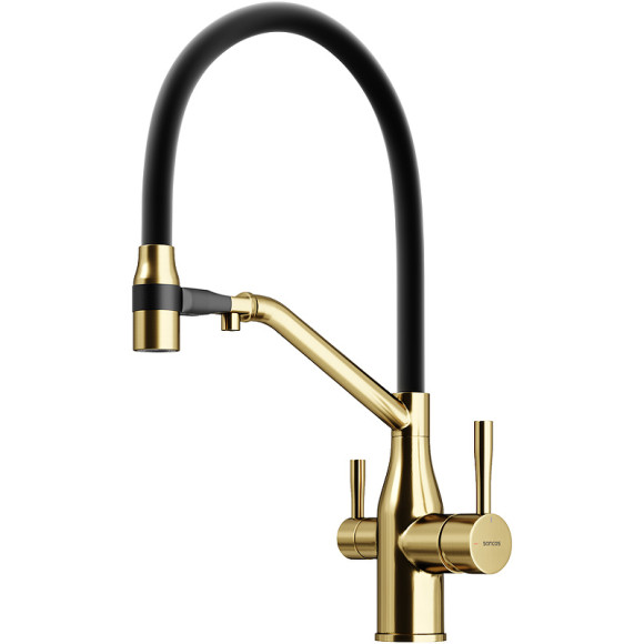 Смеситель для кухни Sancos Orta SC4008BG Золото брашированное Черный