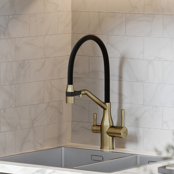 Смеситель для кухни Sancos Orta SC4008BG Золото брашированное Черный Смеситель для кухни Sancos Orta SC4008BG Золото брашированное Черный