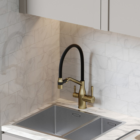 Смеситель для кухни Sancos Orta SC4008BG Золото брашированное Черный Смеситель для кухни Sancos Orta SC4008BG Золото брашированное Черный