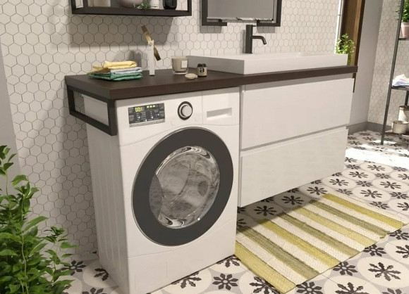 Тумба с раковиной Эстет Malibu Luxe 155 R ФР-00007114 подвесная Белая Темное дерево