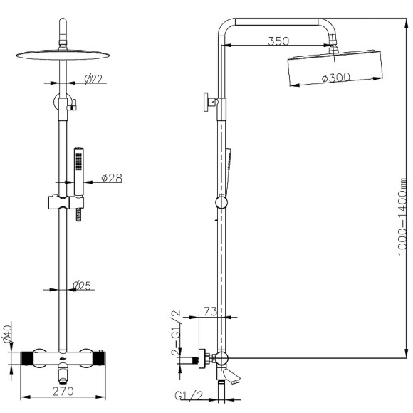 Душевая система Boheme Uno 468-T-WCR с термостатом Белая Хром