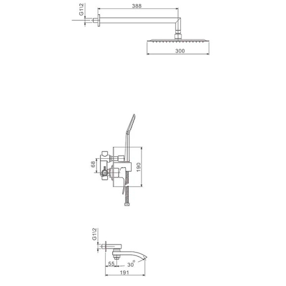 Душевая система Gappo G7107-6 Черная матовая Душевая система Gappo G7107-6 Черная матовая
