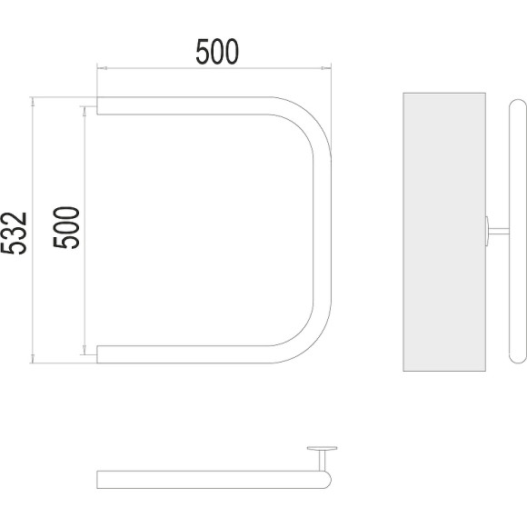 Водяной полотенцесушитель Terminus П-образный (1) 500х500 4620768881374 Хром, боковое подключение, G 1" НР