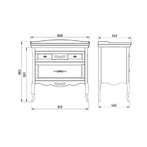 Комплект мебели для ванной ASB-Woodline Модерн 85 Антикварный орех