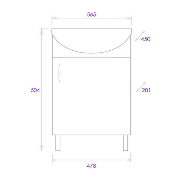 Тумба под раковину Onika Эко 52.10 105207 Белая Дуб сонома
