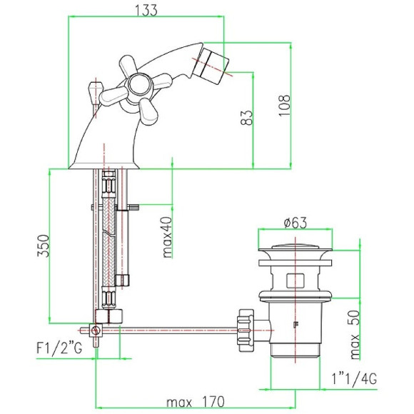 Смеситель для биде Webert Armony AM710102065 Бронза