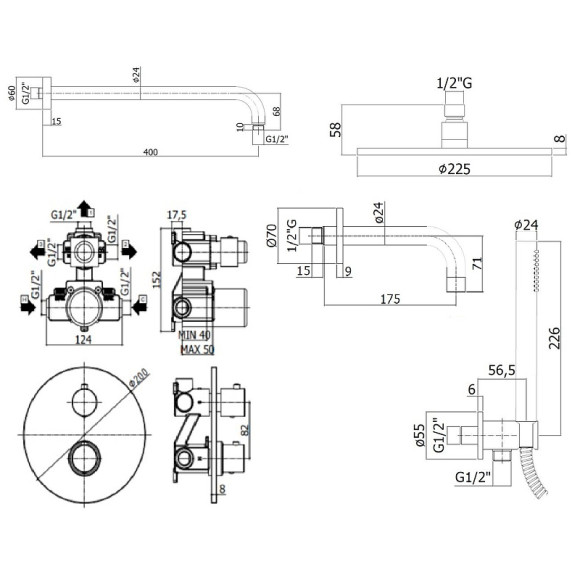 Душевая система Paffoni Light KITLIQ019CR139 с термостатом Хром Душевая система Paffoni Light KITLIQ019CR139 с термостатом Хром