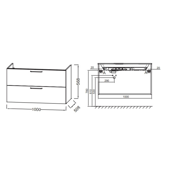 Тумба под раковину Jacob Delafon Odeon Rive Gauche 100 EB2524-R9-E52 подвесная Дуб Табак ручки Черные Тумба под раковину Jacob Delafon Odeon Rive Gauche 100 EB2524-R9-E52 подвесная Дуб Табак ручки Черные