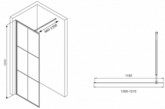 Душевая перегородка Abber Immer Offen 120 AG62120B8 профиль Черный стекло прозрачное Душевая перегородка Abber Immer Offen 120 AG62120B8 профиль Черный стекло прозрачное