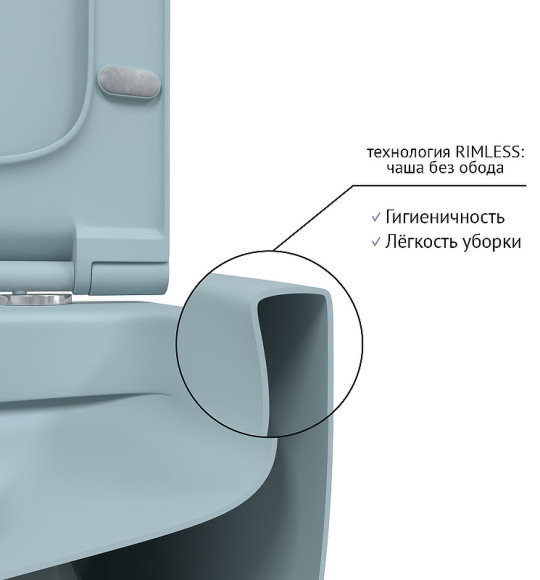 Унитаз Berges Ego XL 083229 подвесной Голубой матовый с сиденьем Микролифт Унитаз Berges Ego XL 083229 подвесной Голубой матовый с сиденьем Микролифт