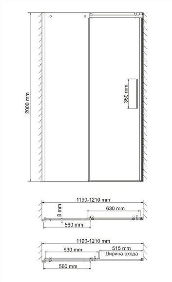 Душевая дверь WasserKRAFT Dinkel 120 58R05 профиль Хром стекло прозрачное Душевая дверь WasserKRAFT Dinkel 120 58R05 профиль Хром стекло прозрачное