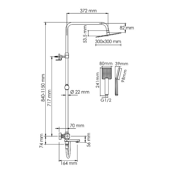Душевая система WasserKRAFT A199.118.141.087.CH Thermo с термостатом Хром