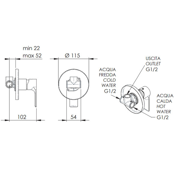 Смеситель для душа Remer Energy EY30NP Никель брашированный Смеситель для душа Remer Energy EY30NP Никель брашированный