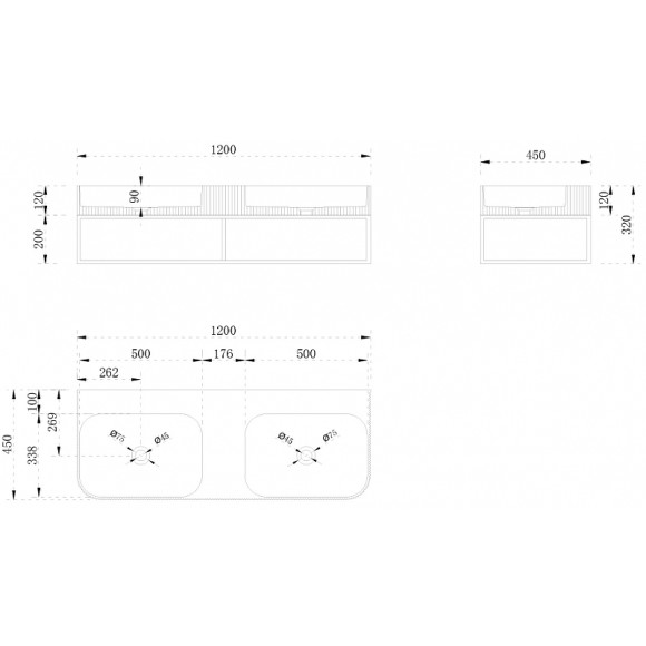 Консоль с раковиной Abber Stein 120 AS2646 Черная Консоль с раковиной Abber Stein 120 AS2646 Черная